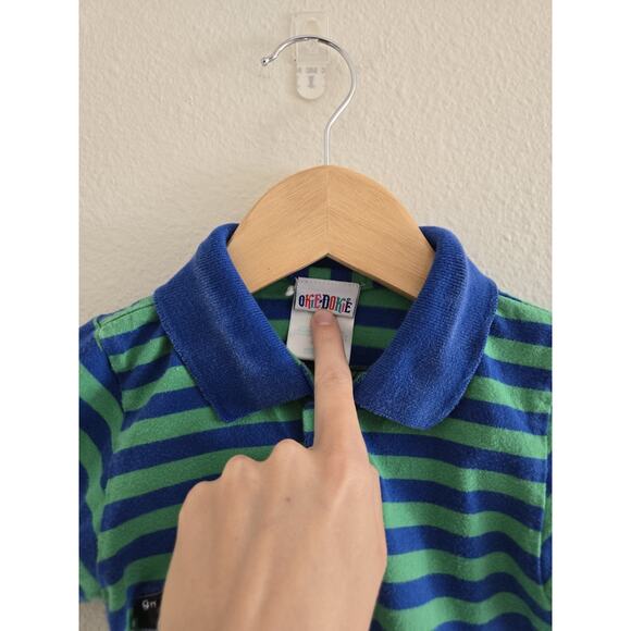 24 Month Vintage Okie Dokie Striped Romper With Emergency Vehicle Appliques - Picture 3 of 5